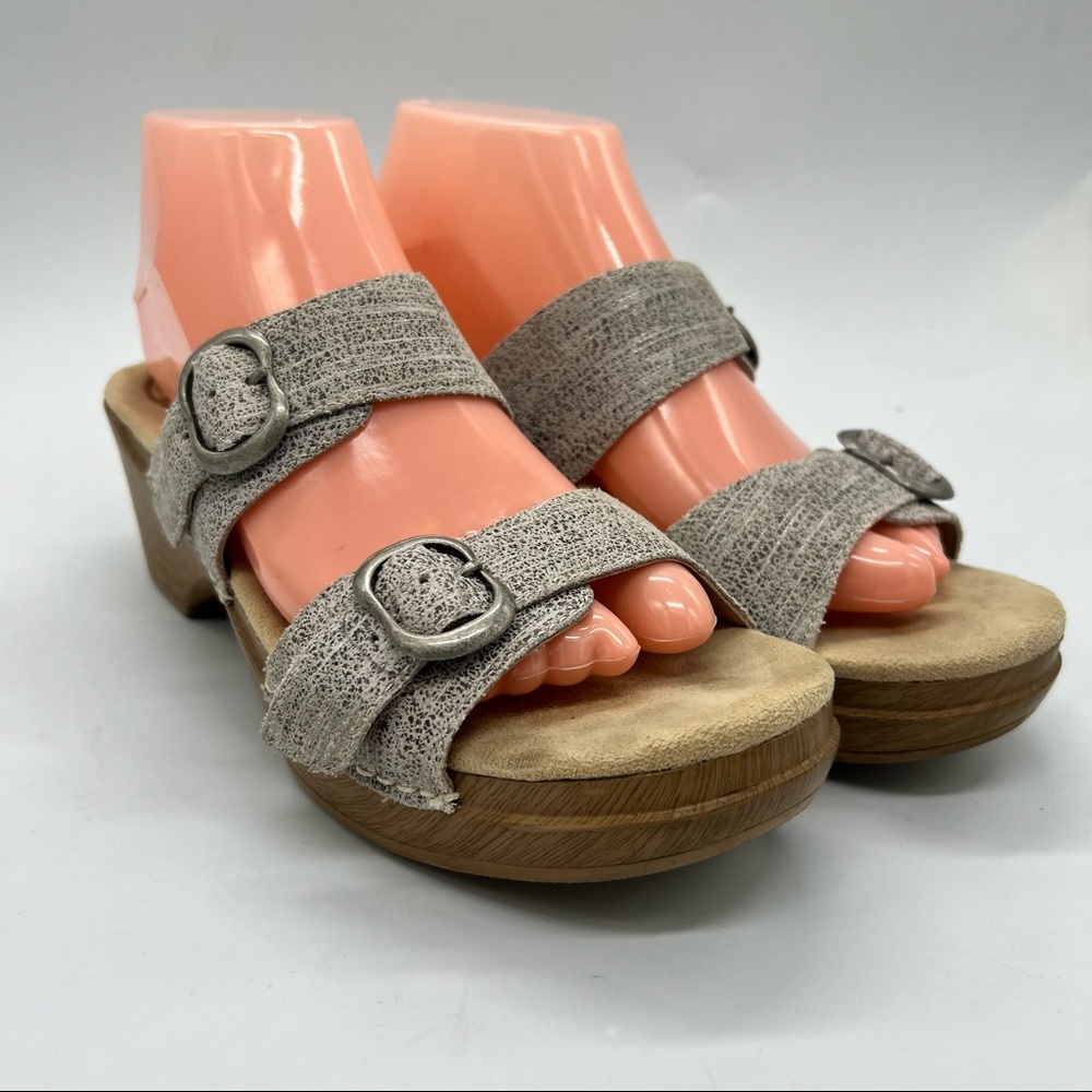 Dansko Beige Taupe Two-Strap Buckle Sandal